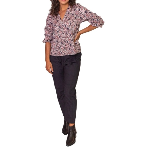 Xirena Prairie Floral Long Sleeve Cotton Sadie Blouse Size Small - Picture 2 of 14